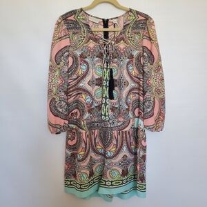BISOU BISOU ROMPER WOMEN LARGE FLORAL PAISLEY MULTI-COLOR COACHELLA STAGECOACH